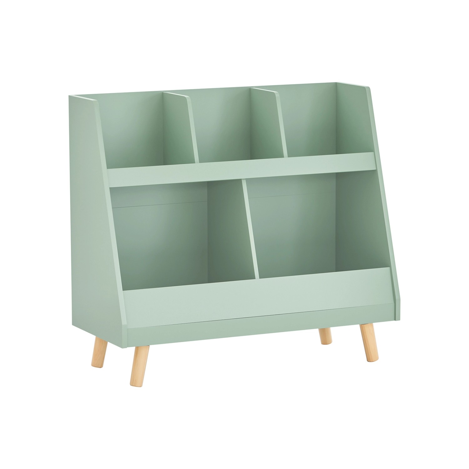 SoBuy Kinderregal mit 5 Fächern Bücherregal Aufbewahrungsregal Grün KMB19-G günstig online kaufen