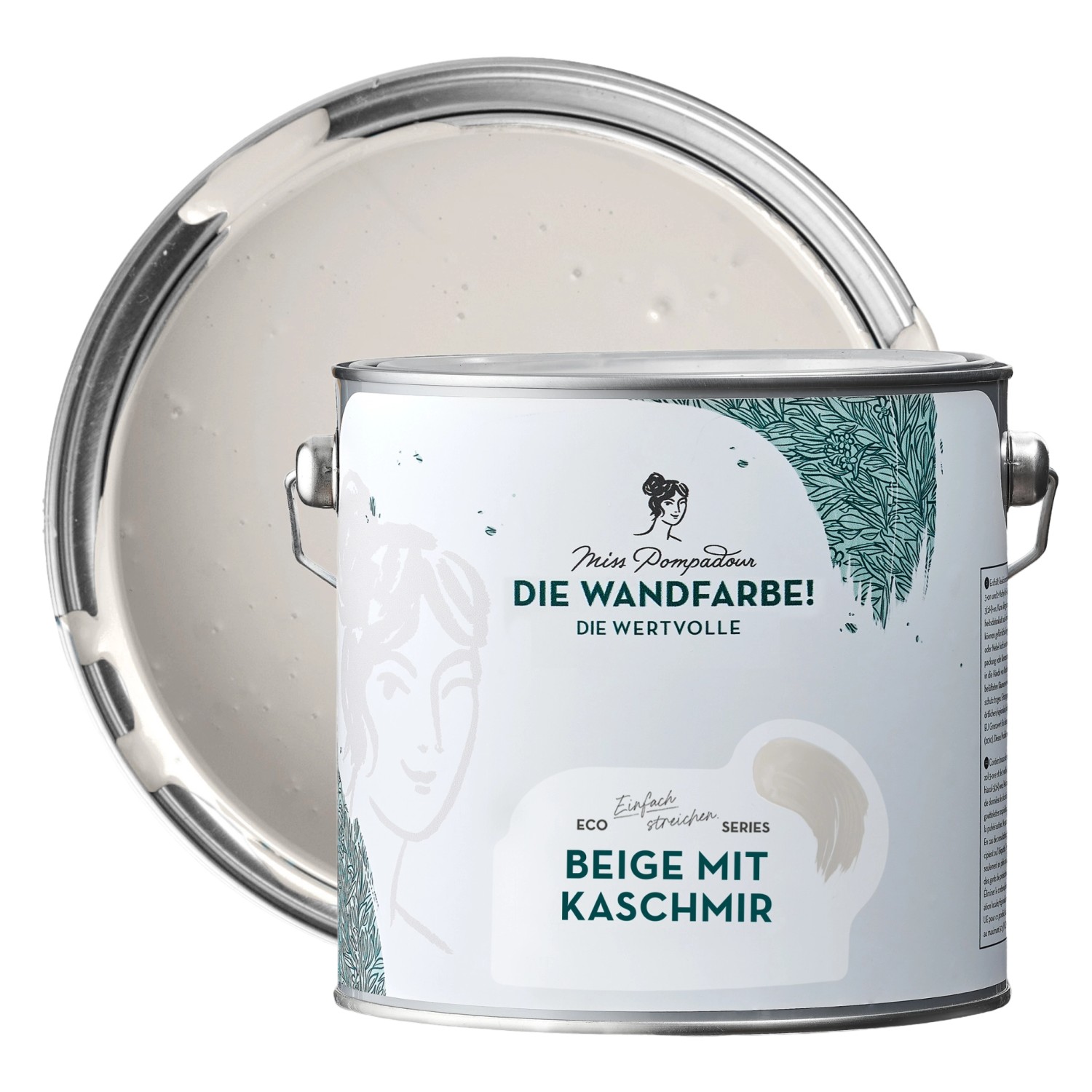 MissPompadour Extramatte Wandfarbe Beige mit Kaschmir 2,5L Hochdeckend Spritzfrei