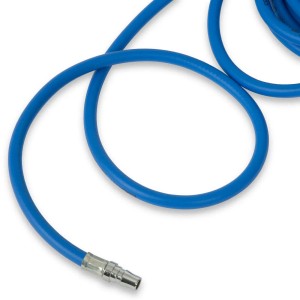 Blauer EBERTH Druckluftschlauch, 10m lang, mit Kupplung für Kompressoren.
