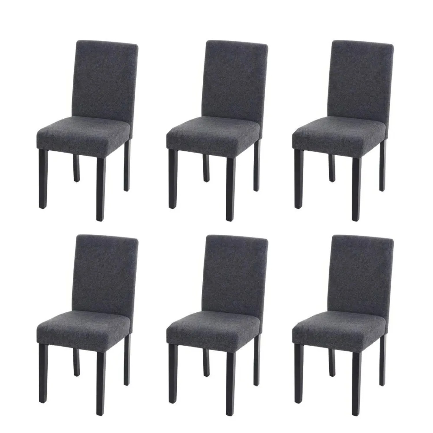 MCW Esszimmerstuhl Littau 6er-Set Textil Anthrazitgrau Dunkle Beine