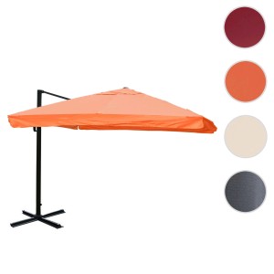 Quadratischer, terracottafarbener MCW Ampelschirm 3,5x3,5m aus Aluminium, ohne Ständer.