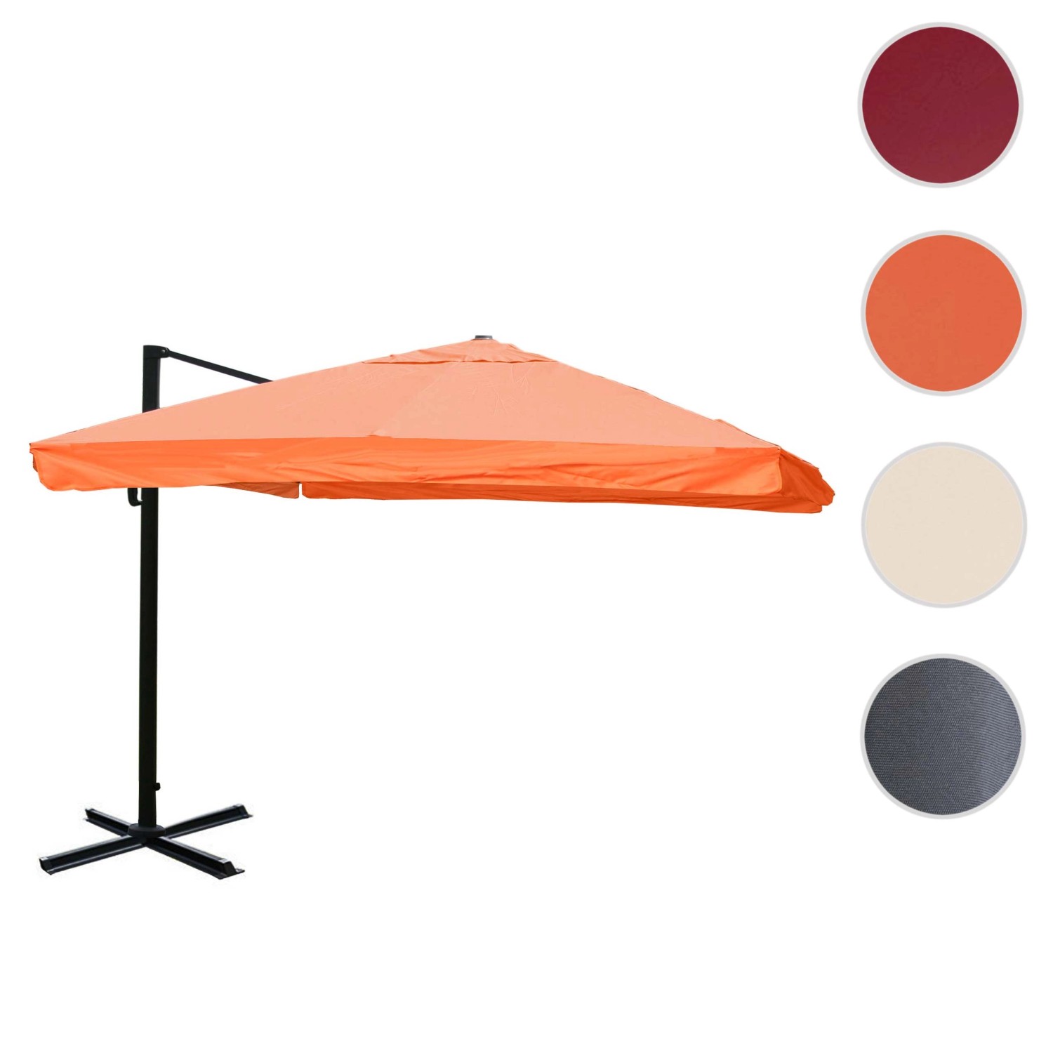 Quadratischer, terracottafarbener MCW Ampelschirm 3,5x3,5m aus Aluminium, ohne Ständer.