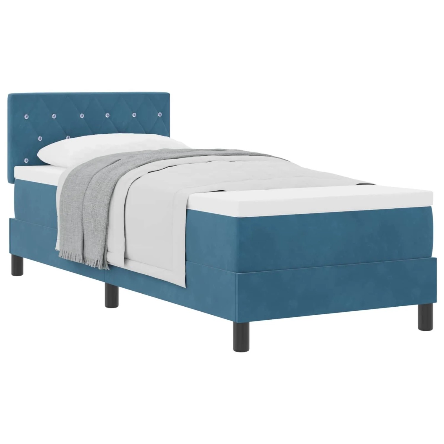 vidaXL Boxspringbett mit Matratze Dunkelblau 80 x 200 cm Samt 3339072 günstig online kaufen
