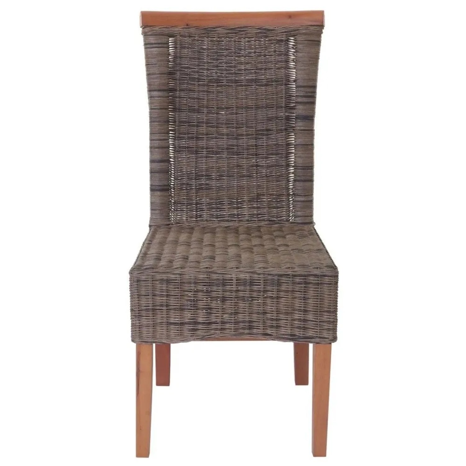 MCW Esszimmerstuhl Sinio aus zweifarbigem Rattangeflecht und Mahagoni-Holz. Moderner Polsterstuhl im 6er-Set.