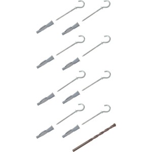 LUX Deckenlampen Befestigungsset mit Dübeln, Haken und Bohrer für die Deckenmontage.