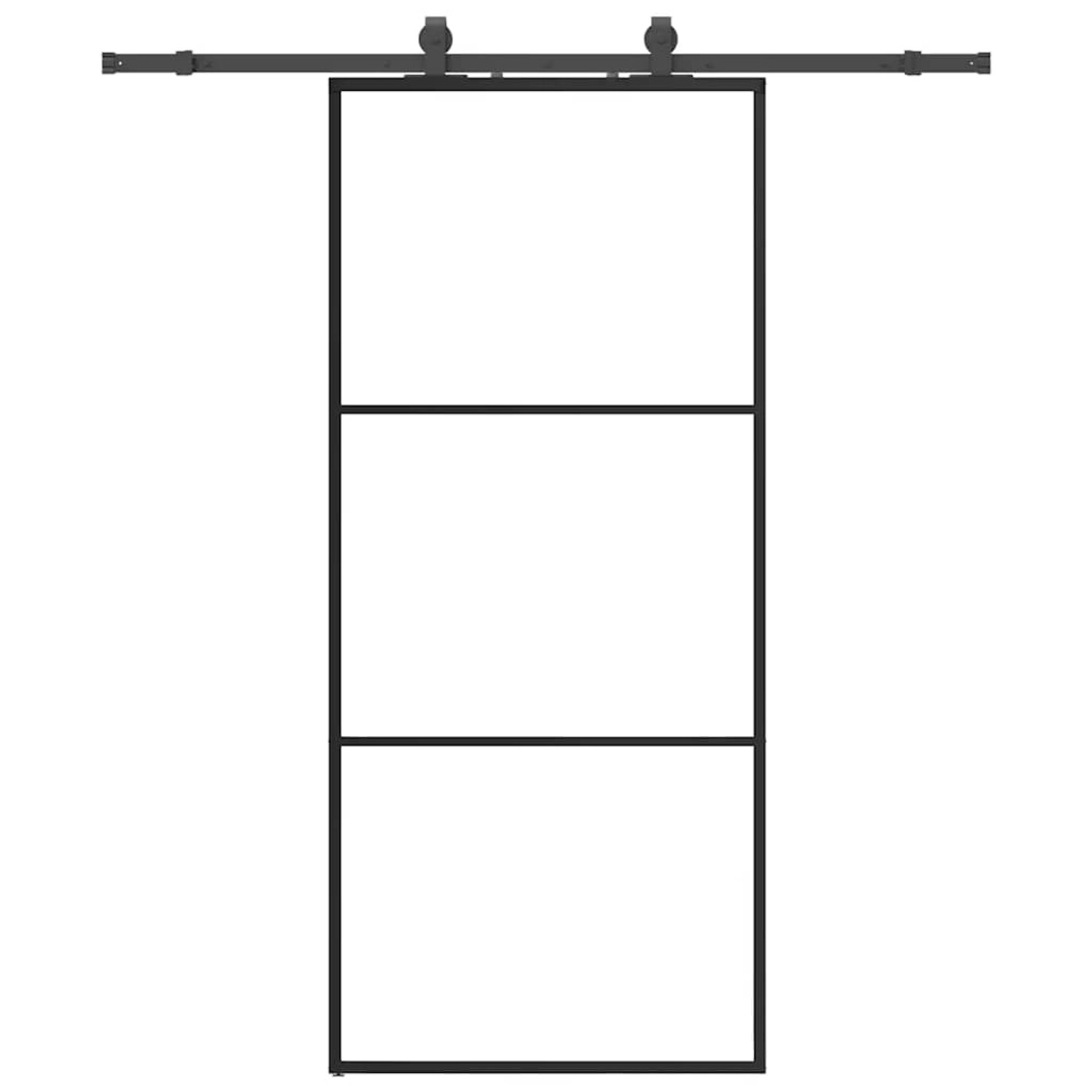 vidaXL Schiebetür mit Beschlag Schwarz 90x205 cm ESG-Glas 3375782 günstig online kaufen