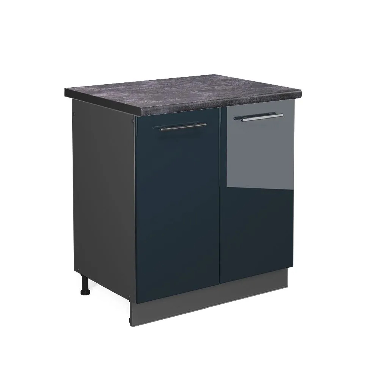 Vicco Spülenunterschrank Fame-Line DunkelBlau Hochglanz Anthrazit 80 cm AP Anthrazit
