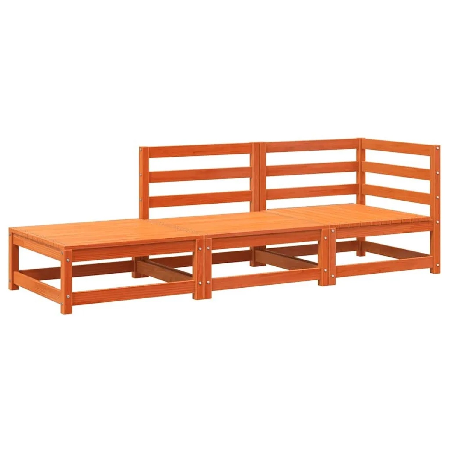 vidaXL Gartensofa mit Fußhocker 2-Sitzer Wachsbraun Massivholz Kiefer 837974