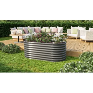 Vitavia Hochbeet Vita Basic Granit, 162x82x63cm, bepflanzt im Garten.