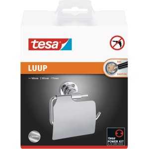 Tesa Luup Toilettenpapierhalter verchromt mit Deckel für Wandmontage ohne Bohren.
