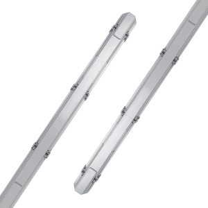 Graue LED-Feuchtraumleuchte 22W mit Rohr, ideal für Keller & Garage.