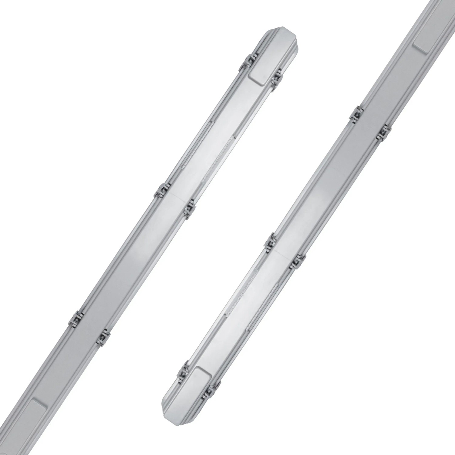 Graue LED-Feuchtraumleuchte 22W mit Rohr, ideal für Keller & Garage.