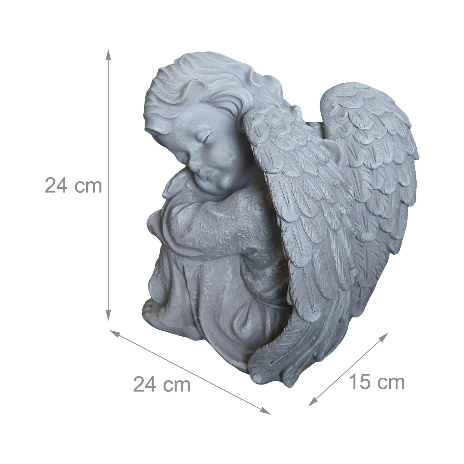 Relaxdays Grabengel Polyresin Grau Wetterfest Frostfest 24 cm_4