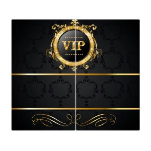 Banjado 2-teilige Herdabdeckplatte aus Glas mit VIP-Motiv, auch als Schneidebrett nutzbar.