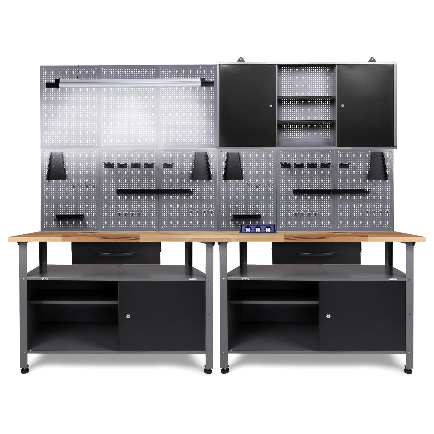 Ondis24 Werkstatt Set Klaus LED Bluetooth & Steckdose Werkstatteinrichtung Werkbank