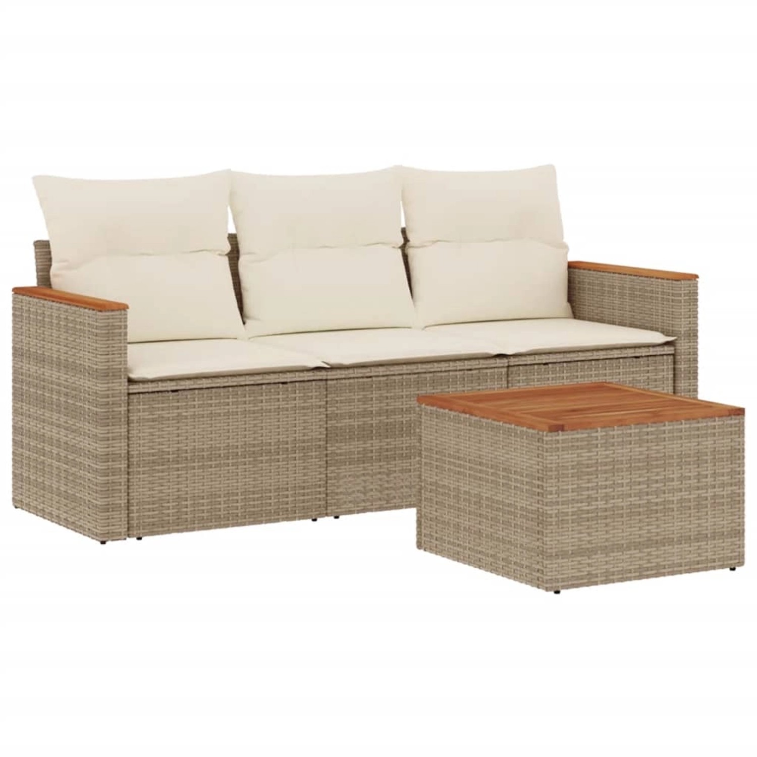 vidaXL 4-Tlg Garten-Sofagarnitur mit Kissen Beige Poly Rattan 3225764 günstig online kaufen