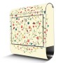 Edelstahl Briefkasten mit Blumenreigen Motiv und Zeitungsfach.