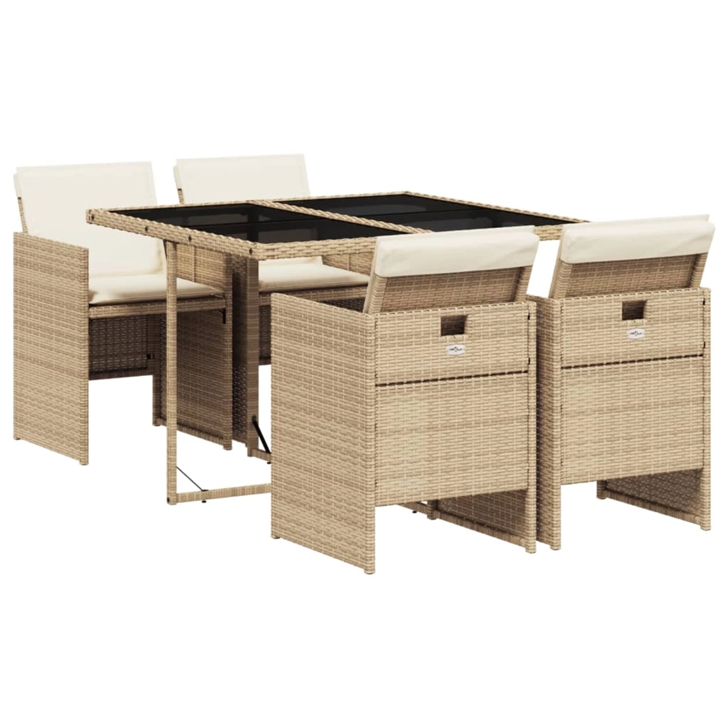 vidaXL 5-Tlg Garten-Essgruppe mit Kissen Beige Poly Rattan 3210538 günstig online kaufen