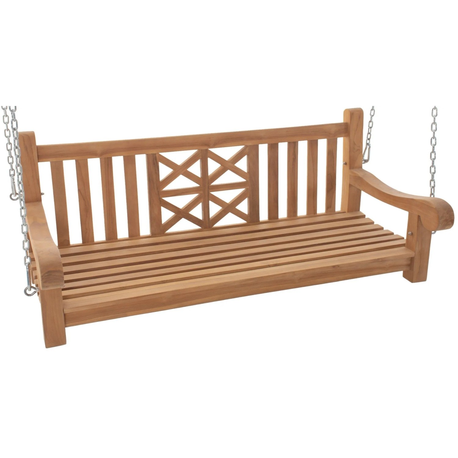 DELUKE Schaukelbank TABEL Holz Teak 150x70x61cm Hängebank Gartenschaukel Zum Aufhängen Veranda-Schaukel