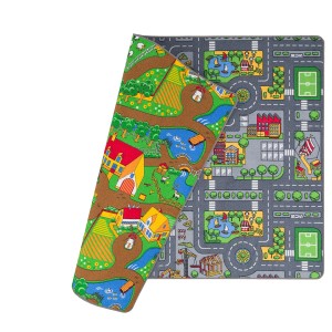 Bunter Pergamon Straßenteppich mit zwei verschiedenen Straßenlandschaften, 160x240cm.