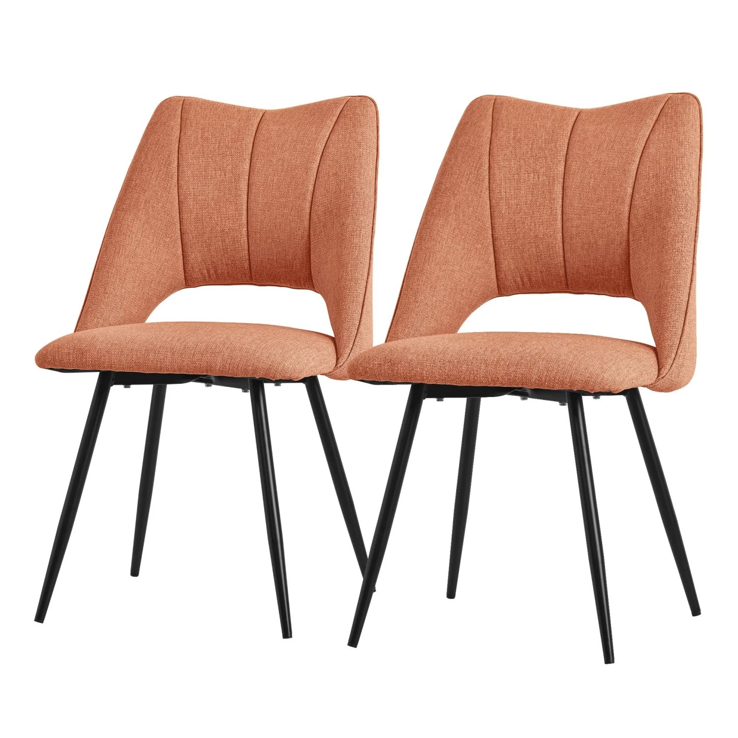 ML-Design Esszimmerstühle 2er Set Stoffbezug Orange Metallbeinen