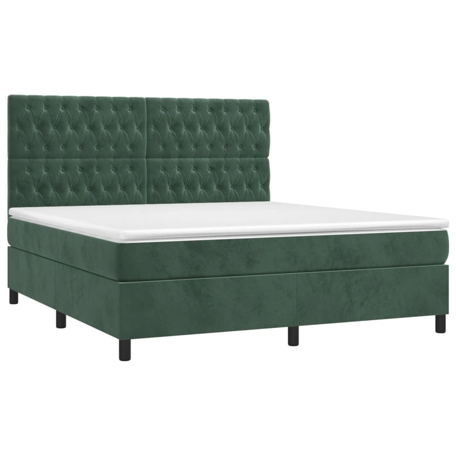 vidaXL Boxspringbett mit Matratze & LED Dunkelgrün 180x200 cm Samt 3136320 günstig online kaufen