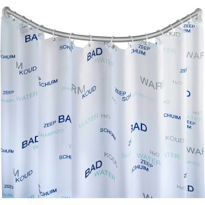 Wenko Rundduschstange Chrom mit Duschvorhang, geeignet für Eckduschen.