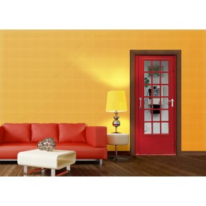 Fototapete: Rote Telefonzelle als Poster im Wohnzimmer, 90x202 cm.
