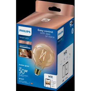 Philips Smart LED-Leuchtmittel, 7W, E27, Globe Filament G95 Amber im Einzelpack.