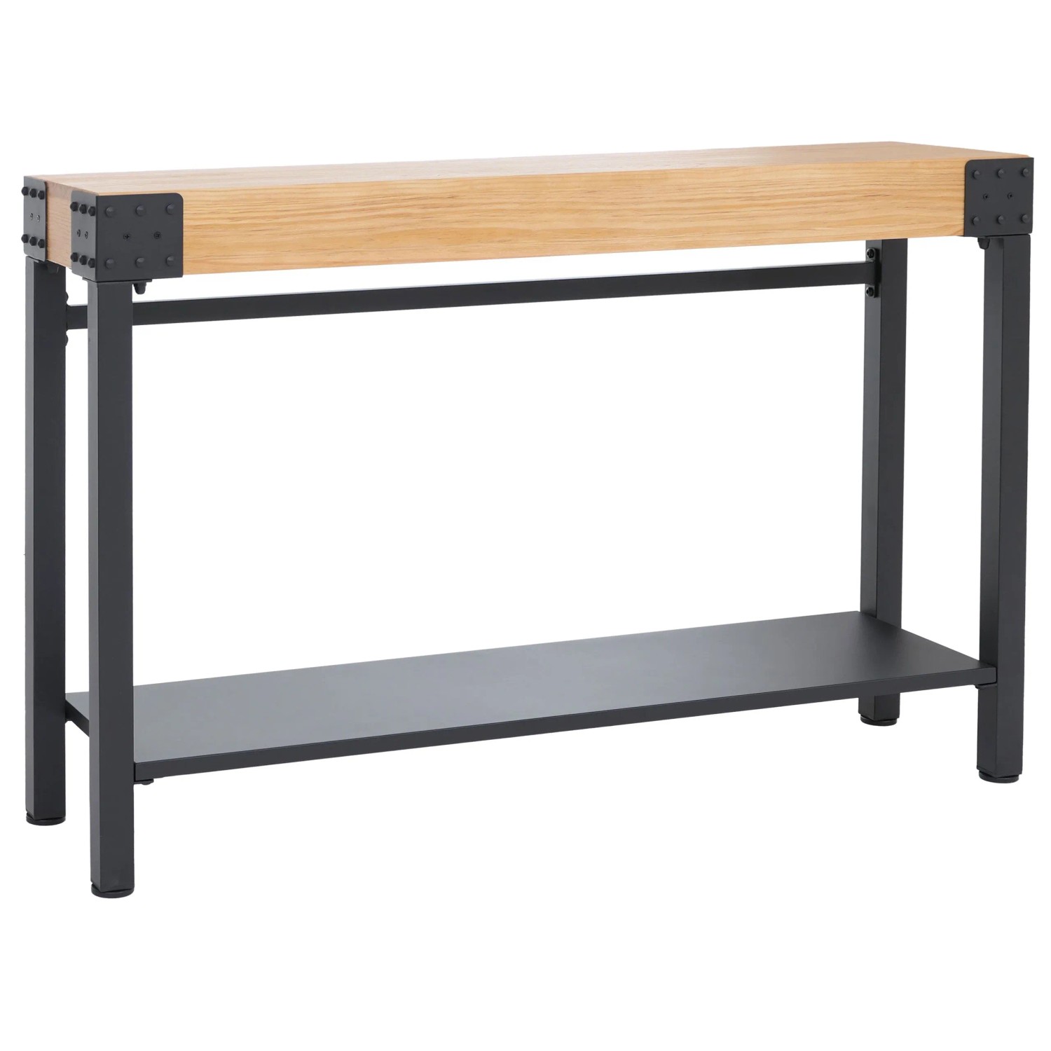 MCW Konsolentisch Q68 Industrial Retro Holz 82x120x31cm Natur Metall Schwarz