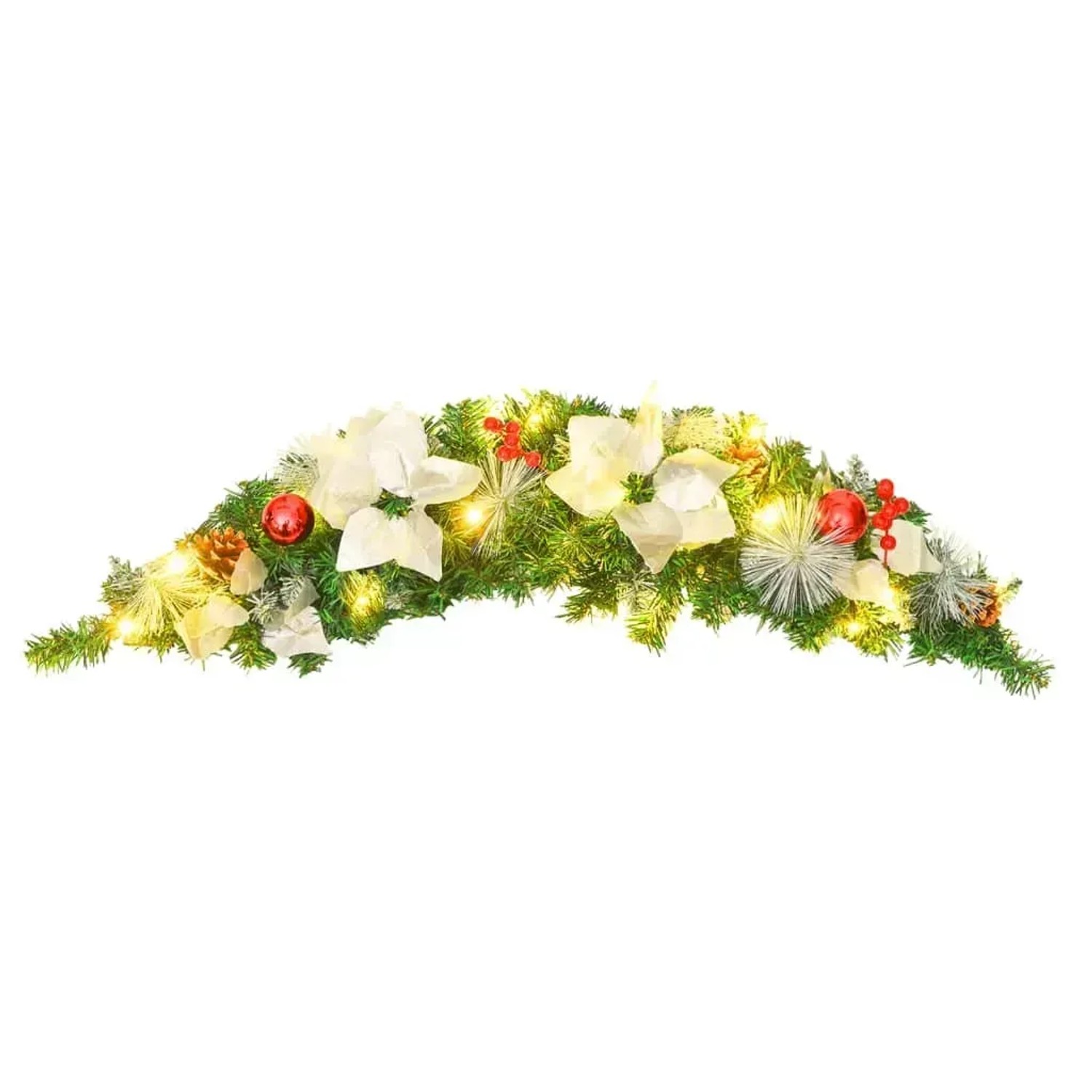 vidaXL Weihnachts-Türbogen mit LED-Lichtern Grün 90 cm PVC 320979