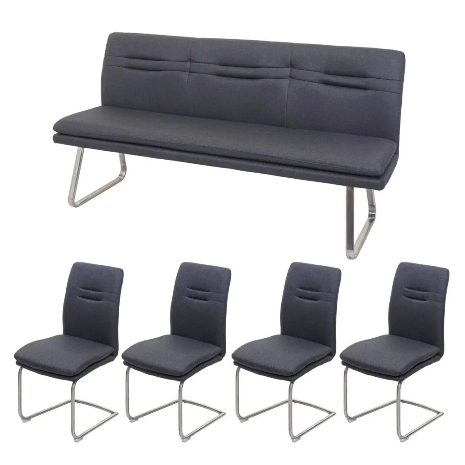 MCW Esszimmer-Set H70 Esszimmergruppe Dunkelgrau 180cm