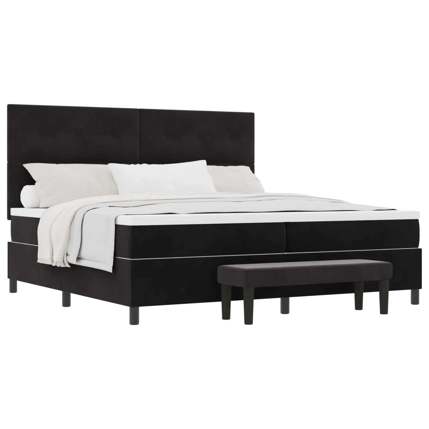 vidaXL Boxspringbett mit Matratze Schwarz 200 x 200 cm Samt 3344536