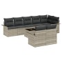 Graues 9-teiliges vidaXL Gartensofa-Set aus Poly Rattan mit Kissen. Gartenmöbel für bis zu 8 Personen.