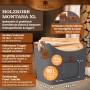 BLACK OAK Holzkorb MONTANA XL 60L Grau aus Filz mit Echtleder Applikationen – Kaminholzkorb für Brennholz Stabil mit Griffen Innenbereich_2