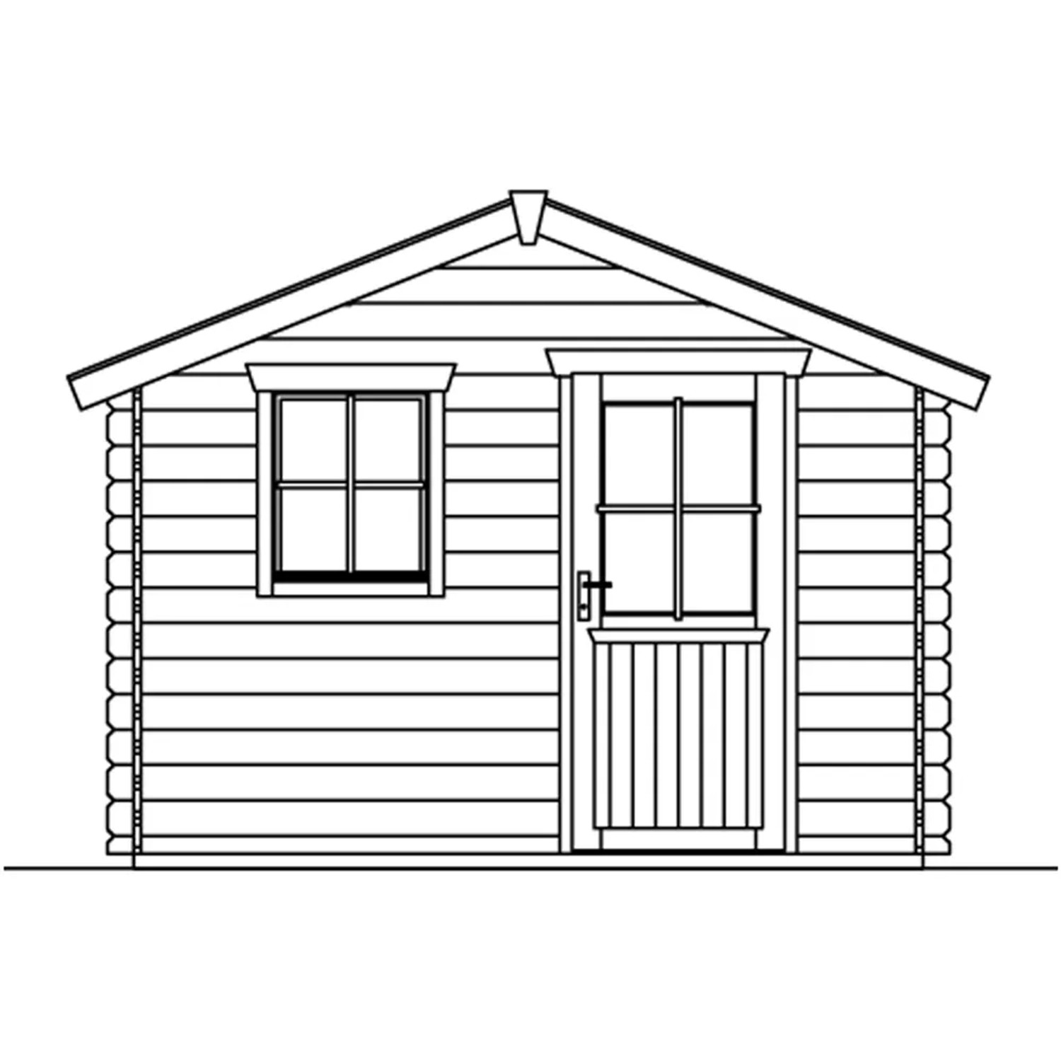 Holz-Gartenhaus Skan Holz Como 3 Natur, 300x300 cm, mit Fenster und Tür.