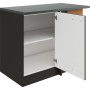 OPTIFIT Madrid420 Eckunterschrank, 110 cm, Anthrazit Matt, mit offener Tür und Einlegeböden.