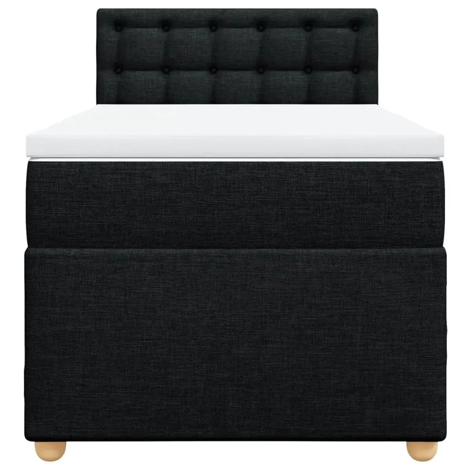 Schwarzes vidaXL Boxspringbett 100x200 cm mit Matratze und Kopfteil.