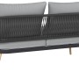 Lounge-Set Edna: 2-Sitzer Sofa mit Seilbespannung in Anthrazit, inkl. Auflagen und Kissen.