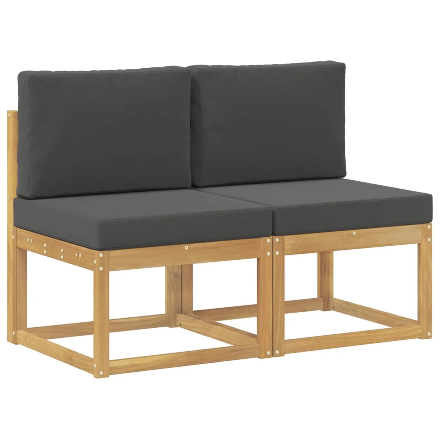 vidaXL 2 Stück Outdoor Mittelsofa Massivholz Akazie Weiß 901465