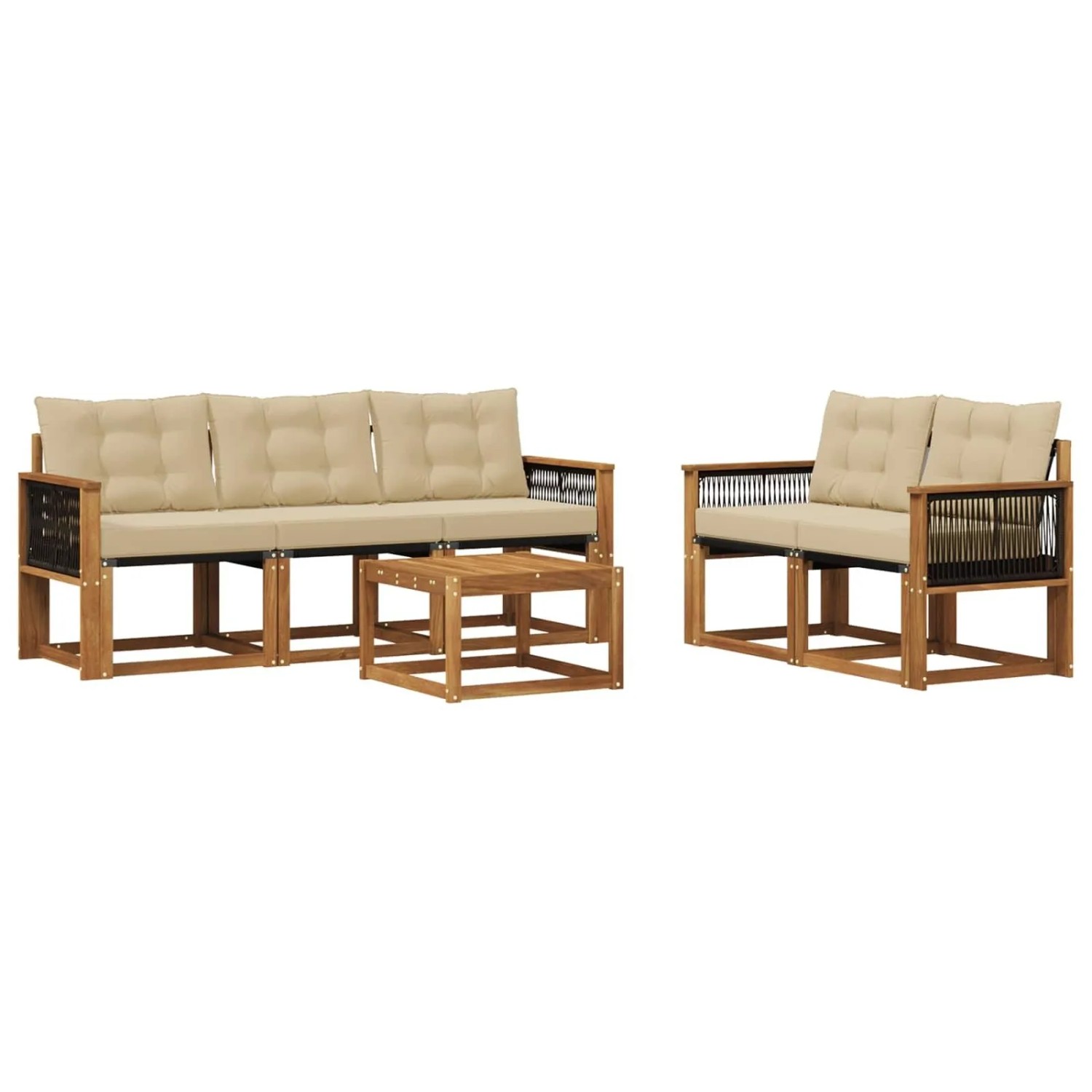vidaXL Outdoor-Sofagarnitur mit Kissen 6 Stk Natur und Beige 3381777