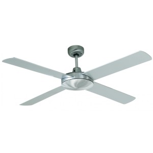 BEACON Deckenventilator Futura, Chrom gebürstet, 132 cm, mit 4 Flügeln und Wandschalter.