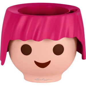 Lechuza Ojo Pflanzgefäß, 21 cm, Ruby Pink, im Playmobil-Look mit freundlichem Gesicht.