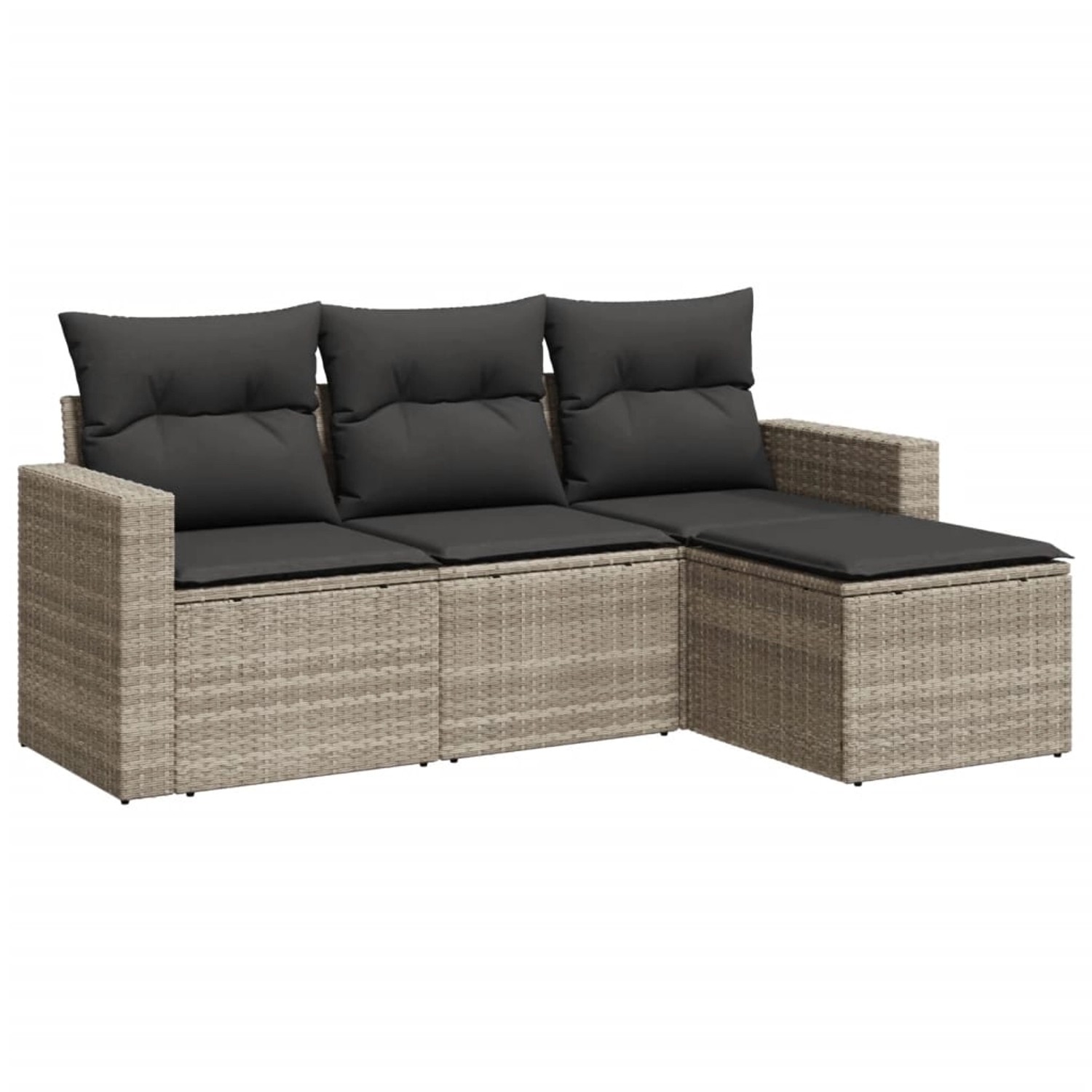 vidaXL 4-tlg Garten-Sofagarnitur mit Kissen Hellgrau Poly Rattan Modell 13 günstig online kaufen