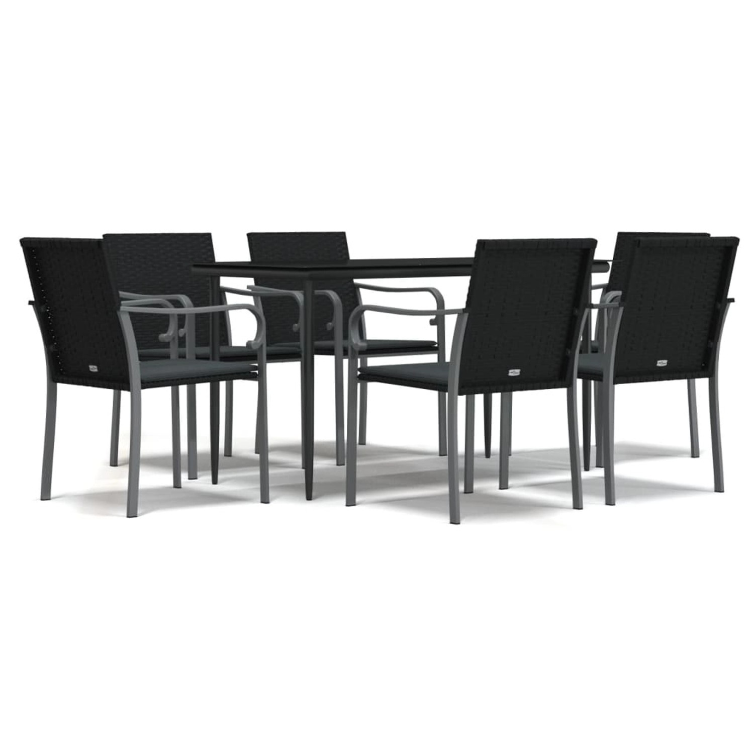 vidaXL 7-Tlg Garten-Essgruppe mit Kissen Poly Rattan und Stahl 3186944 günstig online kaufen