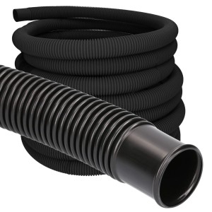 Schwarzer Amapool Poolschlauch Basics, 9 m, geriffelt, für Poolbau & Gartenteich.
