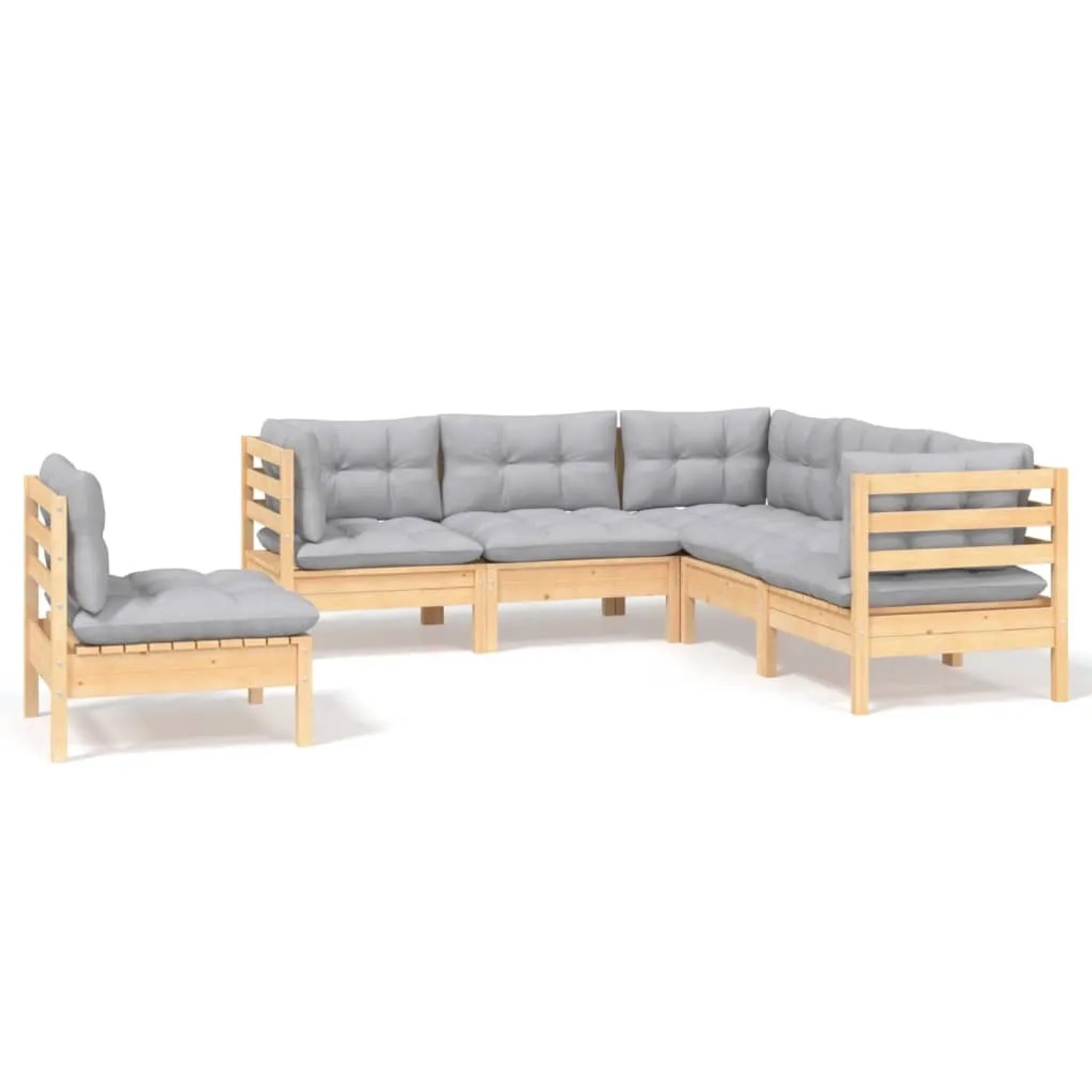vidaXL 5-Tlg Garten-Lounge-Set mit Grauen Kissen Kiefernholz 3096405 günstig online kaufen