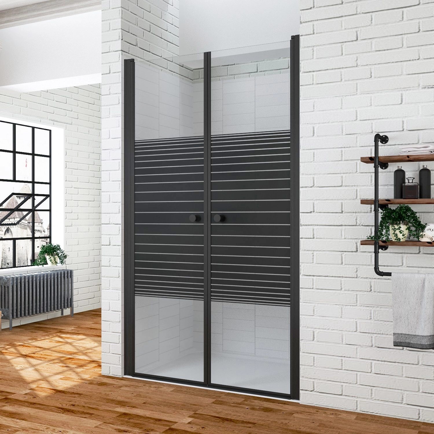 Aquabatos Duschtür 100 cm Nischentür Dusche Pendeltür Duschabtrennung 6 mm ESG Sicherheitsglas Duschkabine Duschwand mit Nano Beschichtung_2