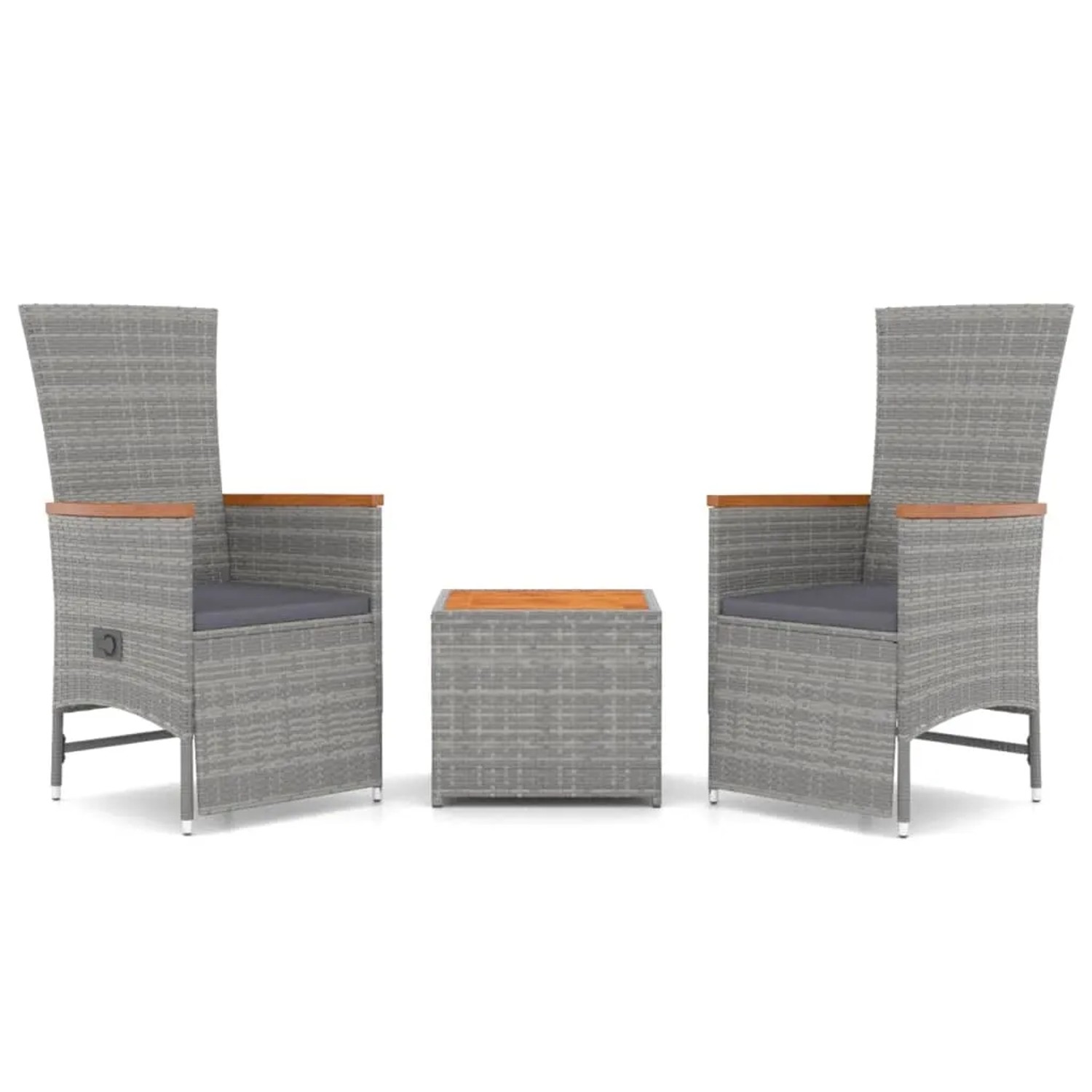 vidaXL 3-Tlg Garten-Lounge-Set Grau Poly Rattan Massivholz Akazie 3157654