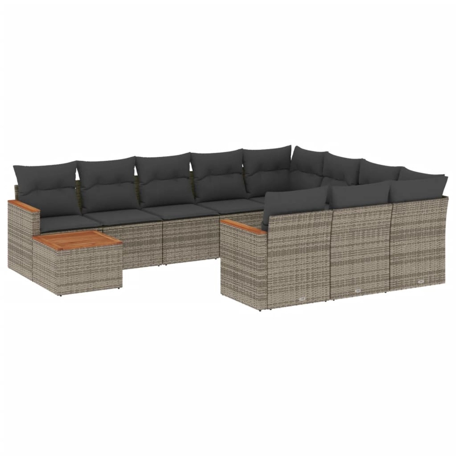 vidaXL 11-Tlg Garten-Sofagarnitur mit Kissen Grau Poly Rattan 3226368 günstig online kaufen